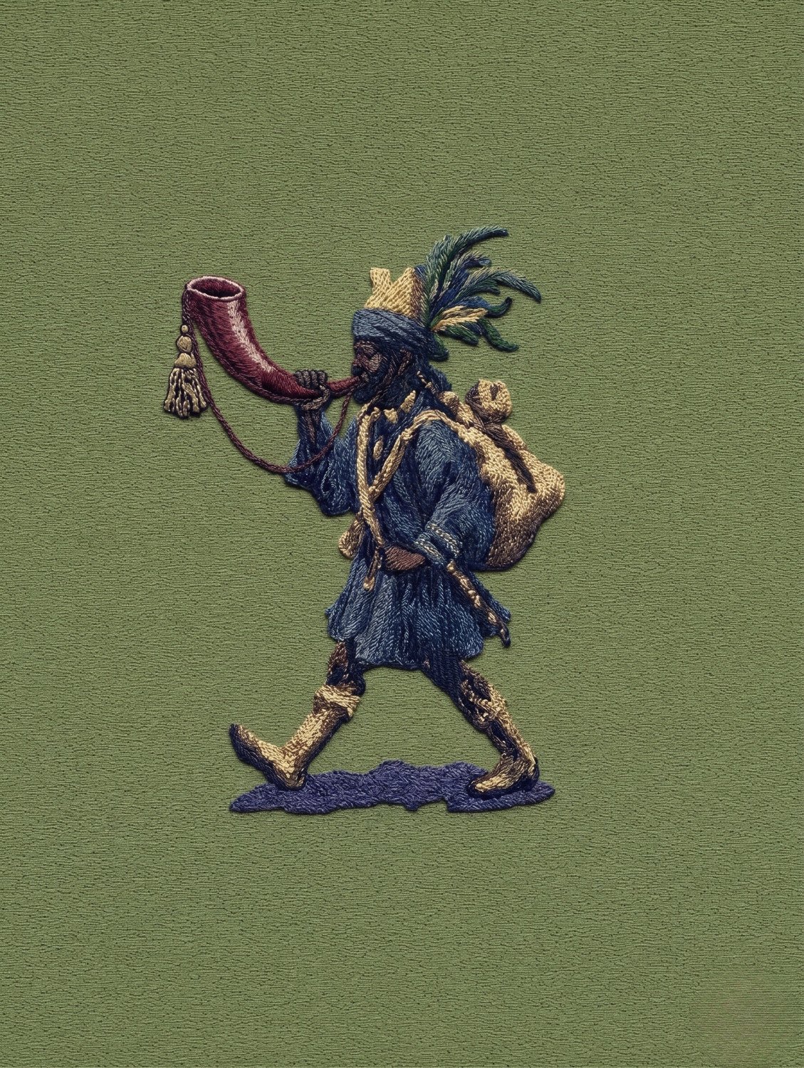 The Abeng Blower — heritage embroidery