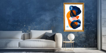 abtract ai art on the wall in a minimalist decorated room